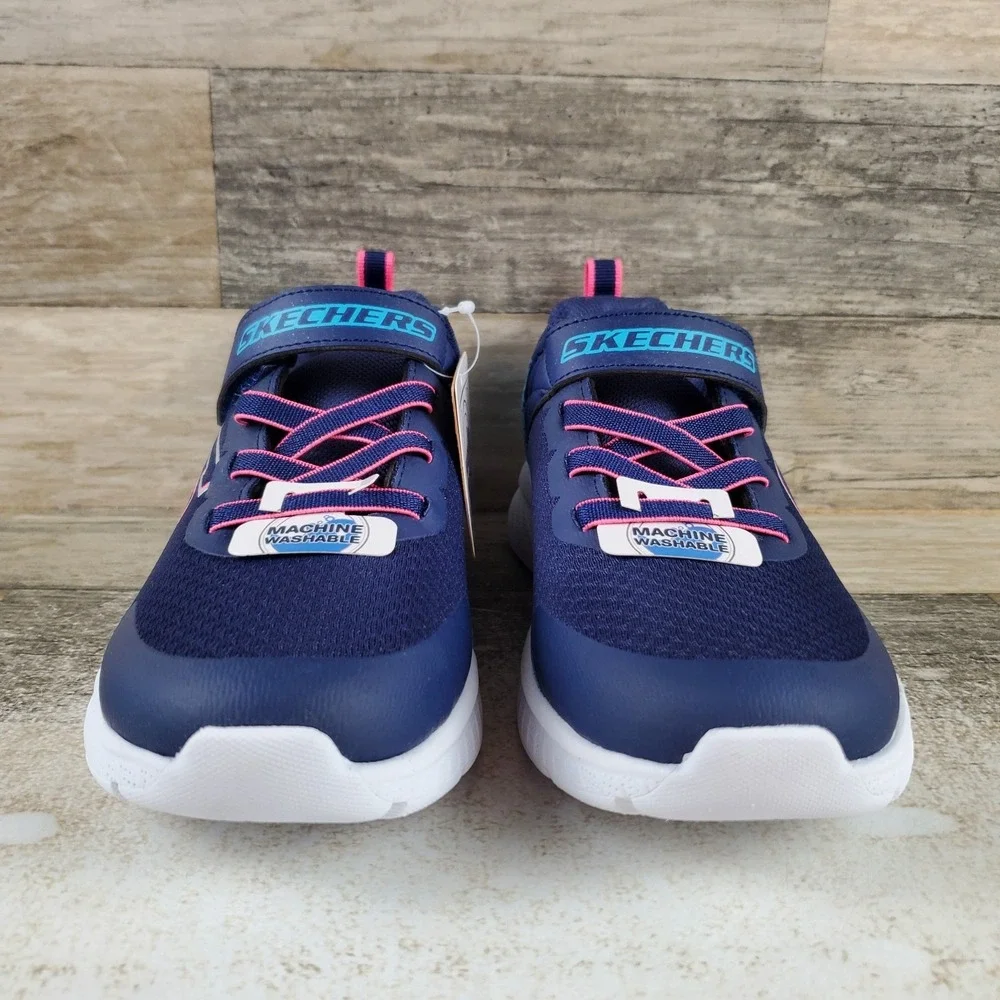 Skechers Microspec Plus Sprint Speed Girls Shoes Sz 3 Athletic Navy Blue Sneaker